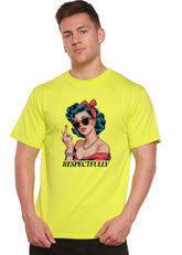 Unisex bamboo and cotton graphic T-shirt by Spun Bamboo featuring a respectful middle finger print design.