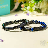 Conscious Items Stress Less Aura Protection Bracelet with beaded design and calming gemstone accents on a white background.