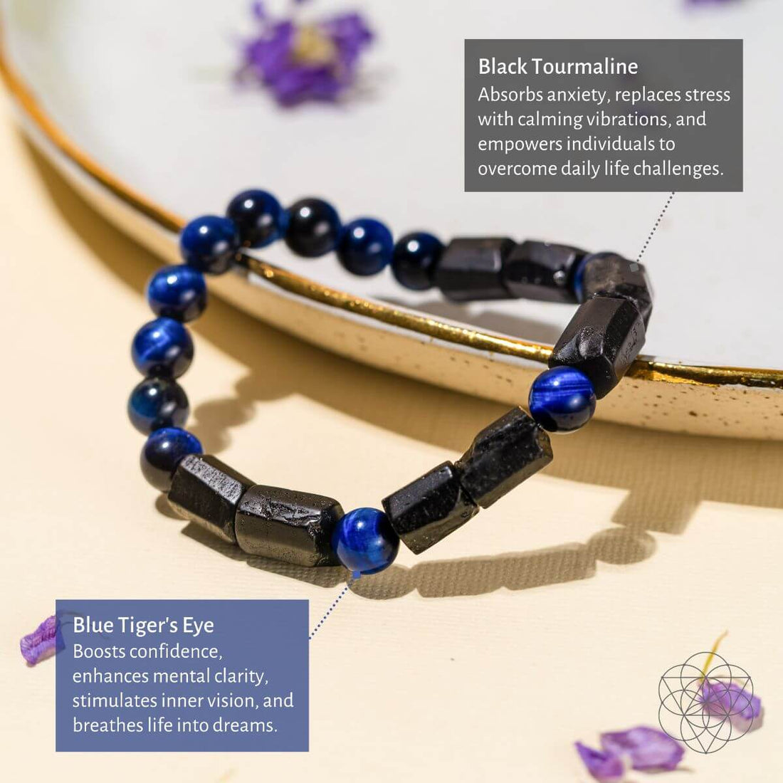 Conscious Items Stress Less Aura Protection Bracelet featuring beads and charms designed to promote calm and positive energy.