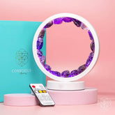 Amethyst healing night light from Conscious Items, calming lamp designed to promote relaxation and better sleep.
