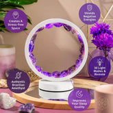 Amethyst healing night light by Conscious Items, promoting relaxation and better sleep with a calming purple glow.