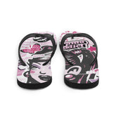 Yūjin Clothing Drama Addict flip-flops with colorful strap design and cushioned sole, ideal for casual summer wear.