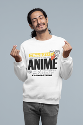 Anime Talk sweatshirt by Yūjin Clothing featuring a vibrant anime-inspired design on a comfortable sweatshirt.