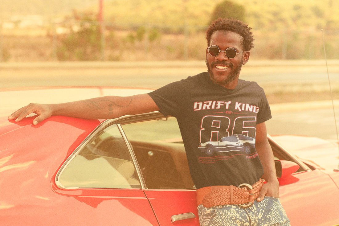 Yūjin Clothing Drift King T-Shirt featuring bold graphic design and comfortable cotton fabric, ideal for casual streetwear style.