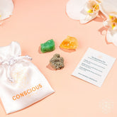 Home decoration set featuring The Abundance Trio by Conscious Items, with three decorative pieces arranged for aesthetic display.