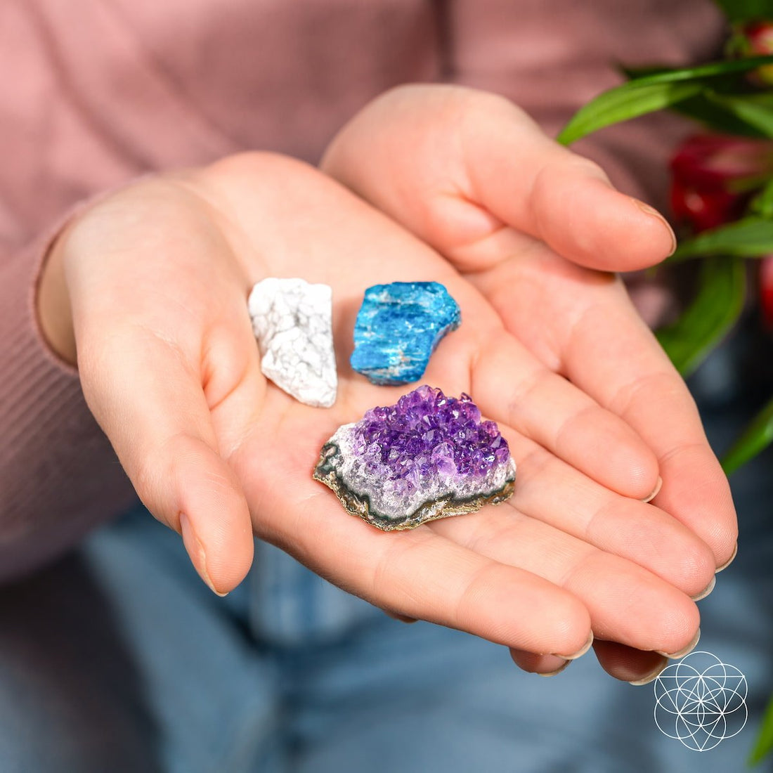 Decorative home display featuring The Anti-Anxiety Trio by Conscious Items, with calming, colorful ornaments arranged on a neutral surface.