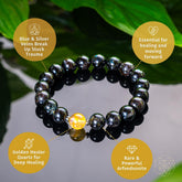 Deep healing bracelet featuring Arfvedsonite gemstone from Conscious Items, showcasing polished stone beads on a stretch cord.