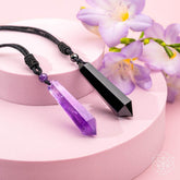 Black obsidian talisman pendant necklace featuring protective symbolism, crafted by Conscious Items.