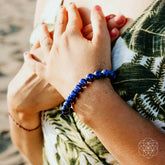 Blue focus bracelet by Conscious Items featuring a stylish, adjustable bracelet with vibrant blue beads and a sleek design.