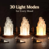 Selenite lamp by Conscious Items, 2-pound healing night light with natural crystal appearance and smooth, polished surface.
