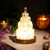 Clear Quartz Manifestation Tower Lamp night light by Conscious Items with glowing quartz crystal tower for positive energy.