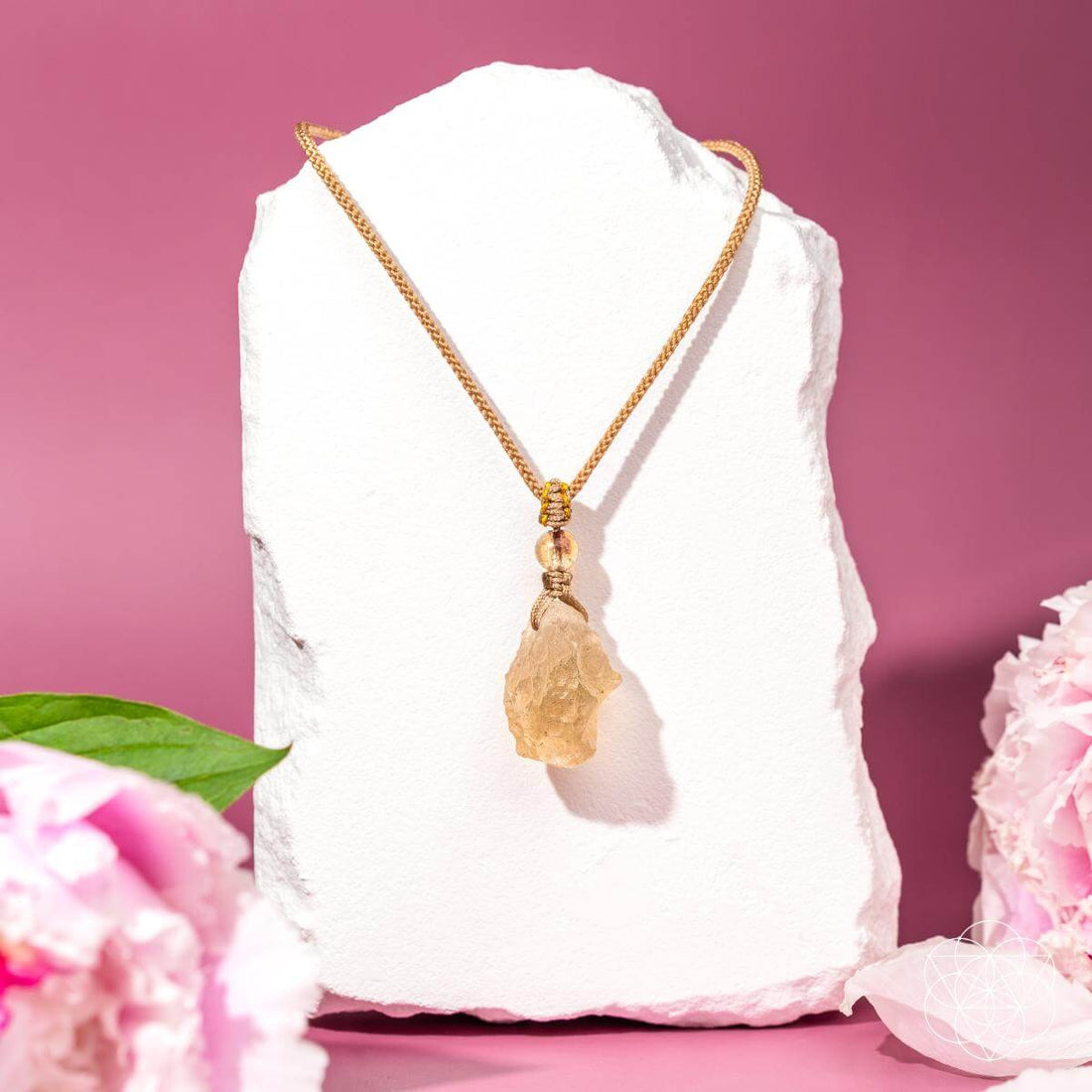 Libyan Desert Glass pendant from The Destiny Relic collection by Conscious Items, featuring a polished glass necklace.