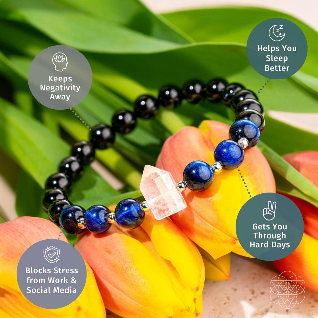 Conscious Items Negativity Filter Bracelet featuring a sleek design with symbolic charms for positive energy and protection.