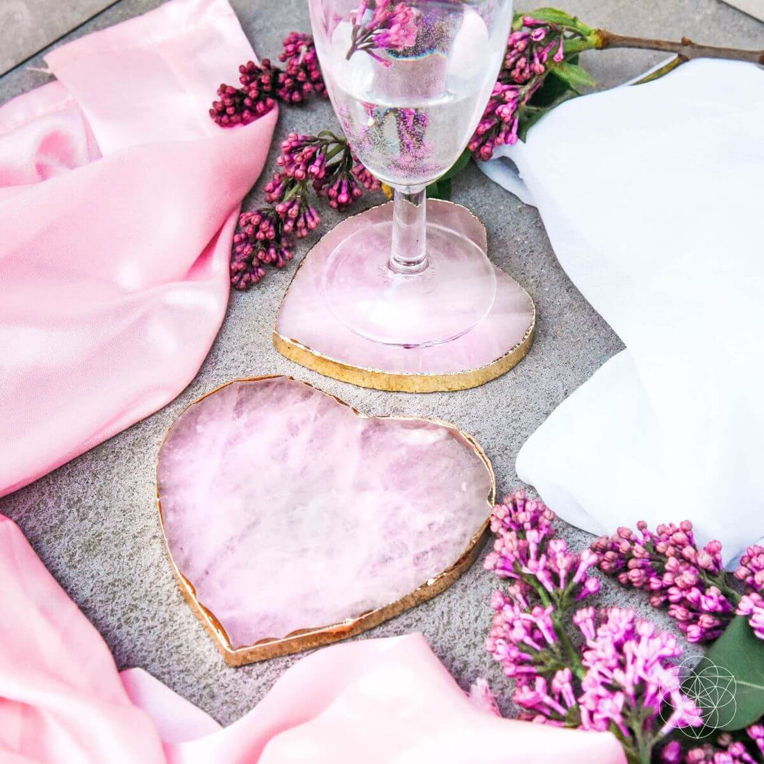 Set of two Positive Energy Coasters by Conscious Items, featuring colorful, uplifting designs for home decor and protection.