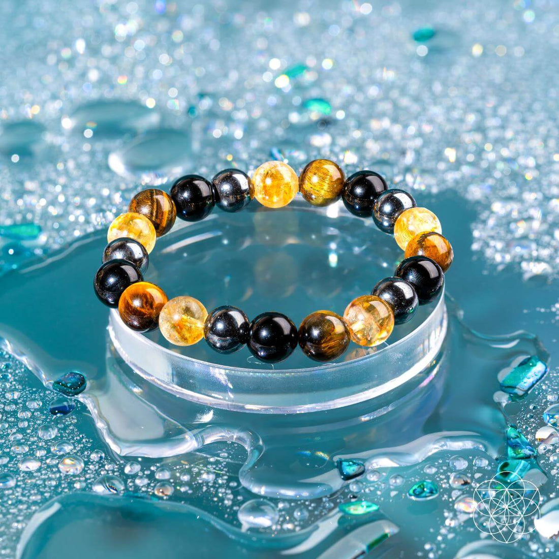 Conscious Items Quadruple Protection Bracelet featuring layered design with durable beads and charms, showcasing protective jewelry style.