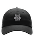 Black Real Dads Tennis Club Cap with curved brim and adjustable strap, casual sports style for men.