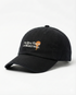 Black and orange Real Dads basketball cap with curved brim and embroidered logo, stylish and sporty headwear for men.