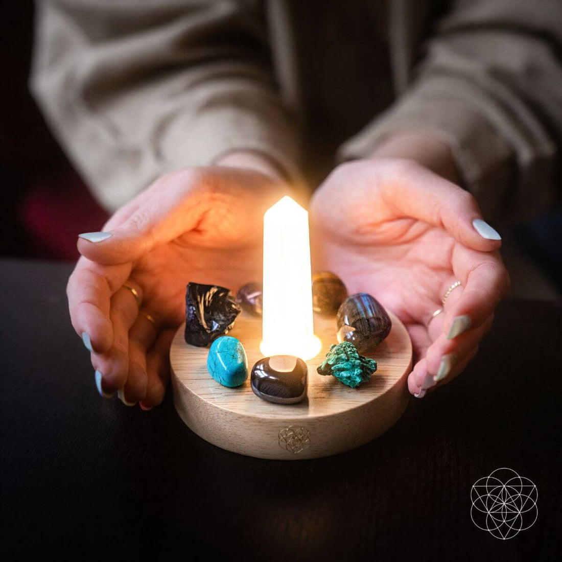 Conscious Items Sacred Protection Lamp night light with intricate design, providing a calming glow for peaceful ambiance.