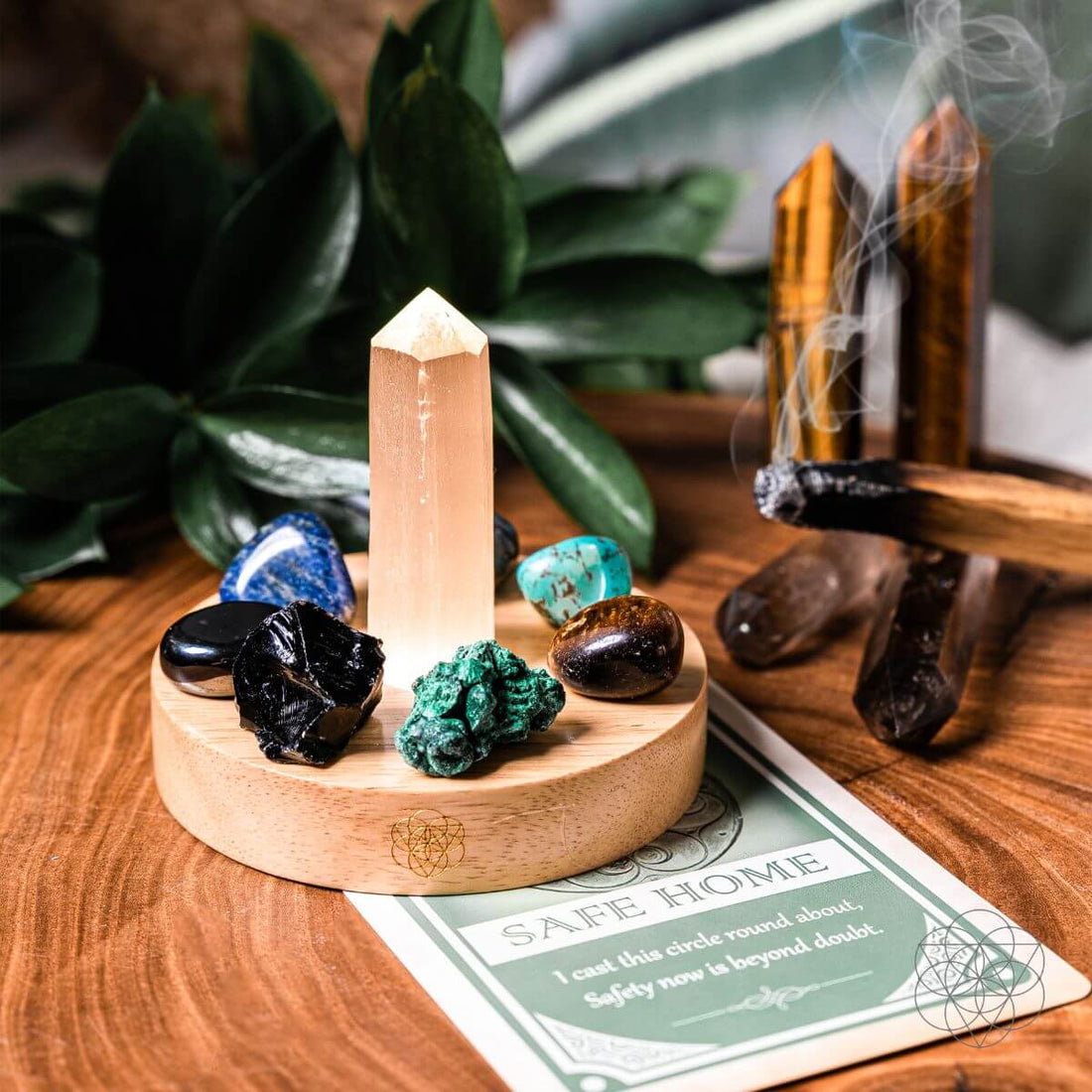 Conscious Items Sacred Protection Lamp night light emitting a calming glow with intricate design for spiritual ambiance and protection.