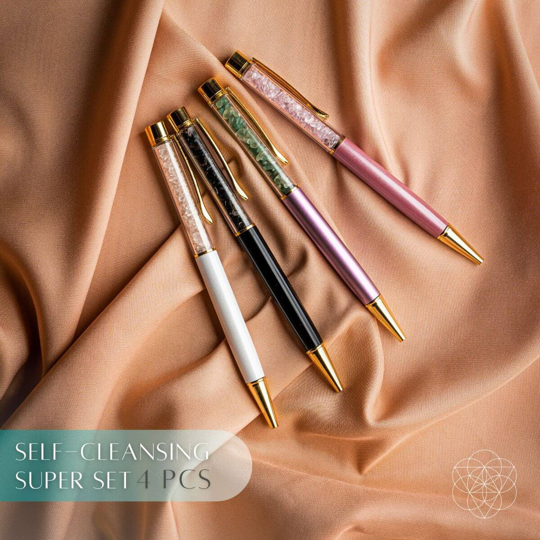 Self-Cleansing Crystal Pens by Conscious Items, decorative home accessory with clear and colorful crystal design on a white background.