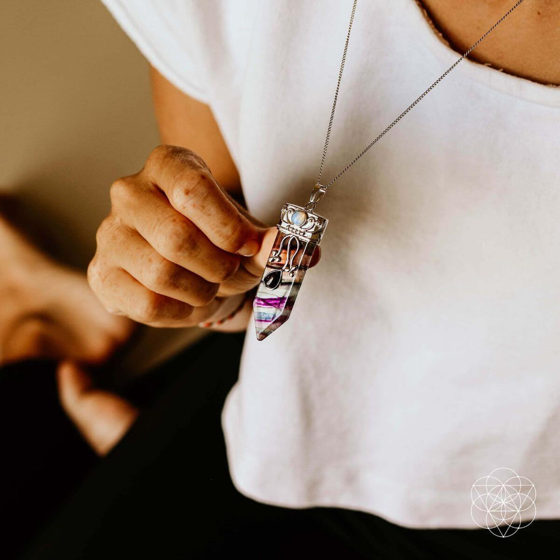 Silver Self-Control Pendant necklace by Conscious Items featuring a sleek, minimalist design on a delicate chain.
