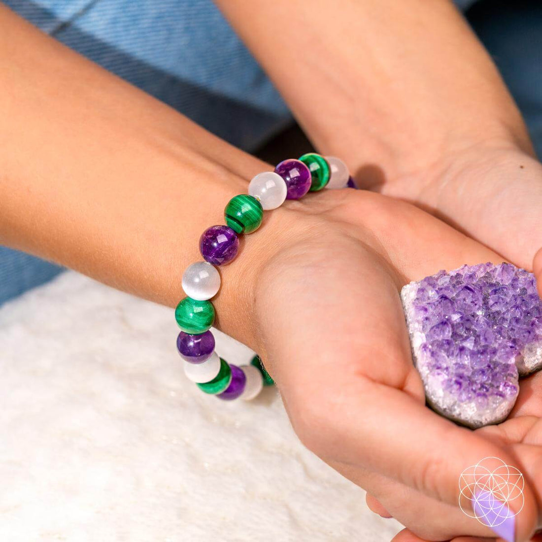 Handcrafted Triple Healing Bracelet by Conscious Items featuring natural stone beads and adjustable cord for wellness and style.