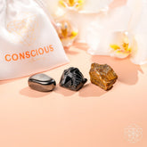 Beautiful home decoration set called The Triple Protection Trio by Conscious Items, featuring three decorative protective symbols.