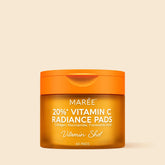 Maree Dark Spot Fading Vitamin C Pads shown on a card, featuring toner pads infused with vitamin C for brightening and skin tone improvement.