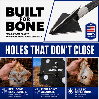 Tooth of the Arrow Broadheads TOTA 125 grain fixed 3-blade broadhead with 1-1/8 inch cutting diameter for hunting and archery.