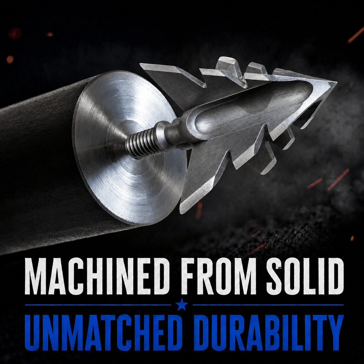 Tooth of the Arrow Broadheads TOTA 125 Grain fixed blade broadhead for small game and turkey hunting, with a sleek design.
