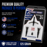 Tooth of the Arrow Broadheads TOTA 2-Blade Expandable Broadhead with 2.25-inch cut and 125 grain for hunting.