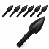 Tooth of the Arrow Broadheads field points with 8-32 thread, designed for archery and hunting, featuring a sleek metal finish.
