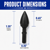 Tooth of the Arrow Broadheads field points with 8-32 thread, designed for archery practice and target shooting.