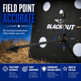 Tooth of the Arrow TOTA 125 grain broadhead with 1-1/8 inch fixed 3 blades for archery hunting and field use.