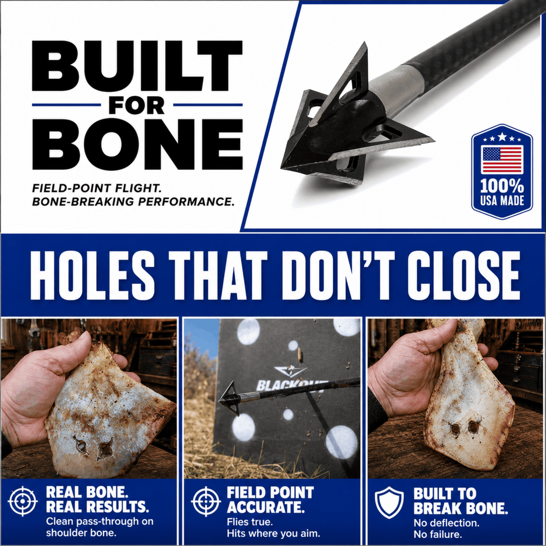 Tooth of the Arrow Broadheads TOTA 85 grain vented fixed blade broadhead for archery hunting, 1-inch cutting diameter.