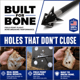 Tooth of the Arrow TOTA 125 grain XL broadhead with a 1-3/16 inch vented fixed blade for hunting and archery.