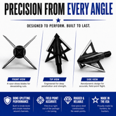 Tooth of the Arrow TOTA 85 grain broadhead with 1-inch vented fixed blade for hunting and archery activities.