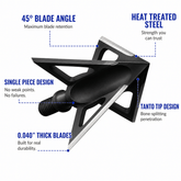 Tooth of the Arrow TOTA 125 grain XL broadhead with vented fixed blades, 1-3/16 inch width for hunting and archery use.