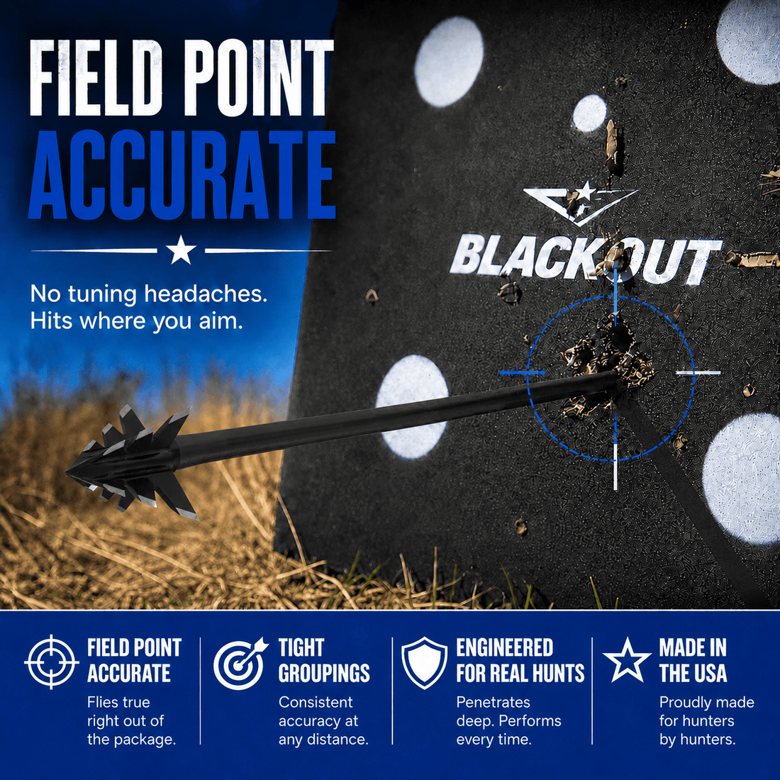 Tooth of the Arrow TOTA 100 Grain Broadhead for small game and turkey, fixed blade design, sharp and durable for hunting.