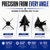 Tooth of the Arrow TOTA 100 Grain Broadhead for small game and turkey, fixed blade hunting broadhead with sharp cutting edges.