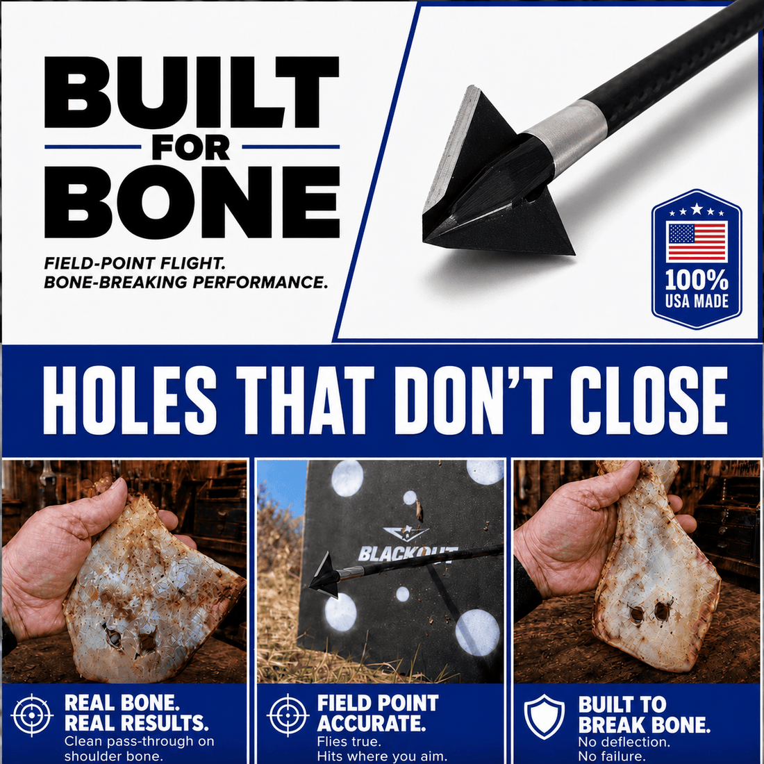Tooth of the Arrow Broadheads TOTA 125-grain fixed blade broadhead with 1-inch single bevel blade for hunting or archery.