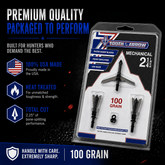Tooth of the Arrow TOTA 2-Blade Expandable Broadhead with 2.25-inch cut and 100 grain for hunting.