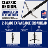 Tooth of the Arrow Broadheads TOTA 2-Blade Expandable Broadhead, 2.25-inch cut, 100 grain, for hunting and archery.