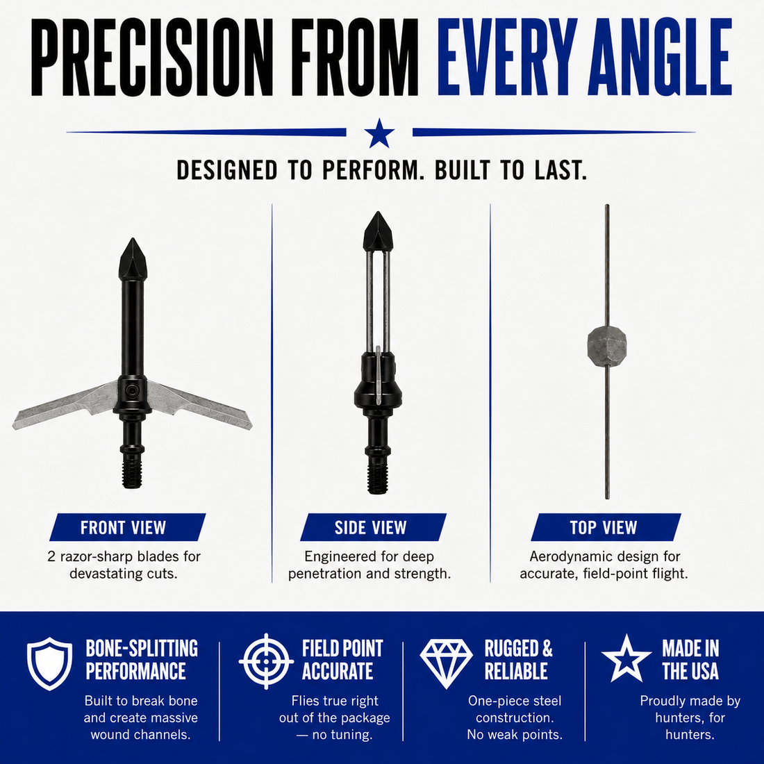 Tooth of the Arrow TOTA 2-Blade Expandable Broadhead with 2.25-inch cut and 100 grain for hunting and archery.