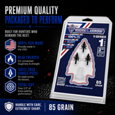 Tooth of the Arrow Broadheads TOTA 85 grain fixed blade broadhead with 1-inch vented design for hunting and archery use.