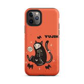 Black ghost Halloween iPhone® tough phone case by Yūjin Clothing with spooky ghost design for iPhone models.