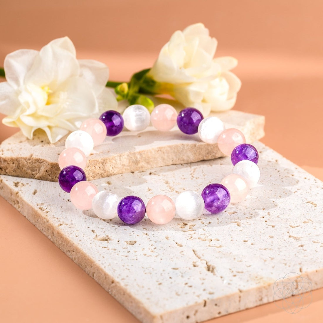 Conscious Items Trinity Bracelet of Stress Resilience featuring layered design with beads and charms for calming stress relief.
