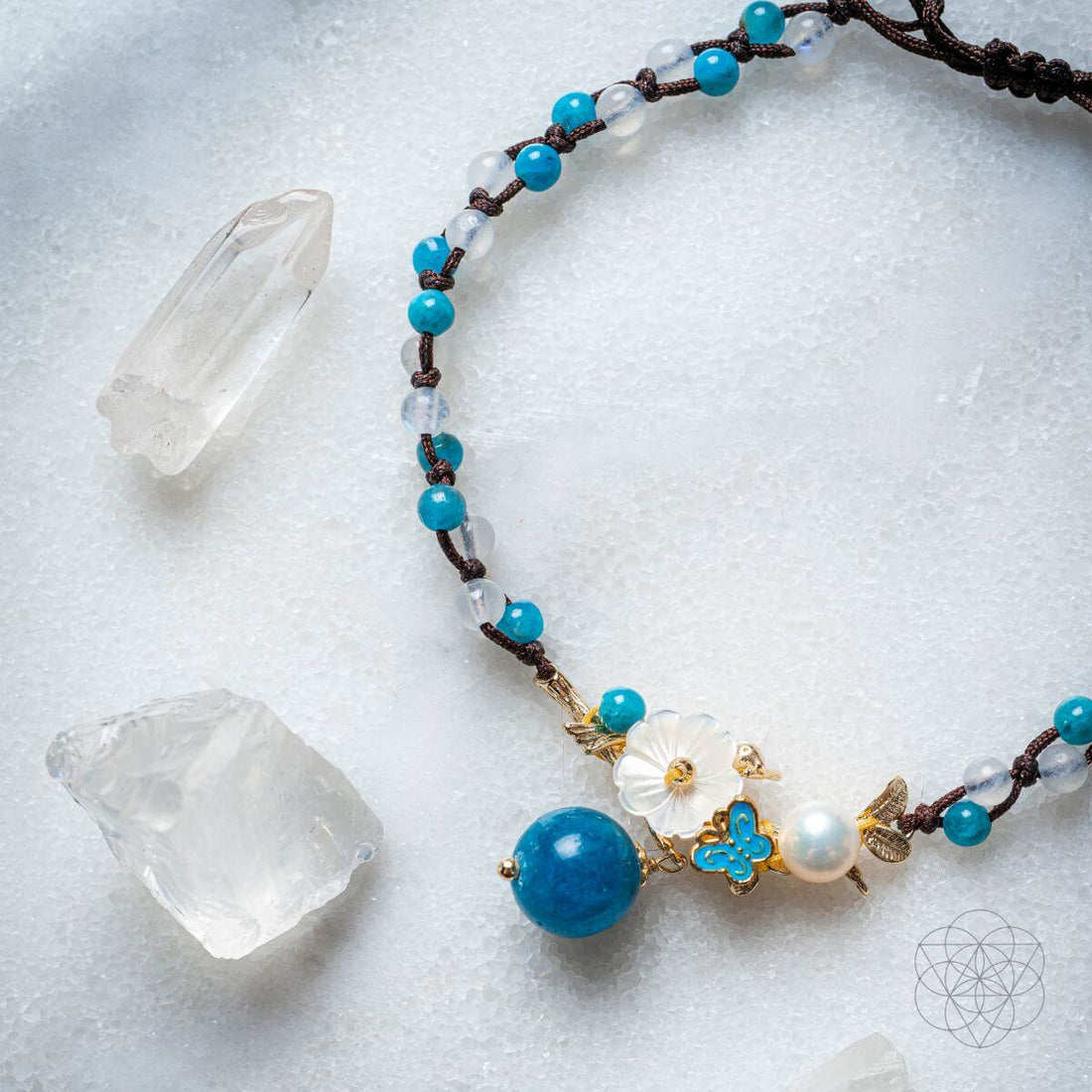 Triple crystal anklet of positivity by Conscious Items featuring sparkling crystals on a delicate silver chain.