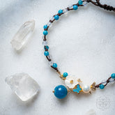 Triple crystal anklet of positivity by Conscious Items featuring sparkling crystals on a delicate silver chain.