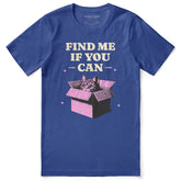 Yūjin Clothing Find Me Cat T-Shirt featuring a playful cat graphic on a casual cotton t-shirt for cat lovers.